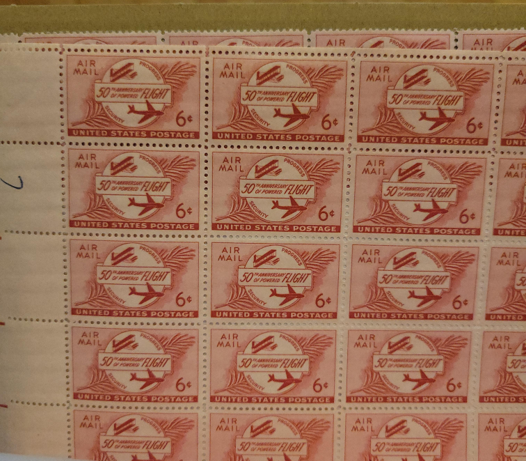 Vintage US Postage Stamps - 50th Anniversary of Flight thumbnail