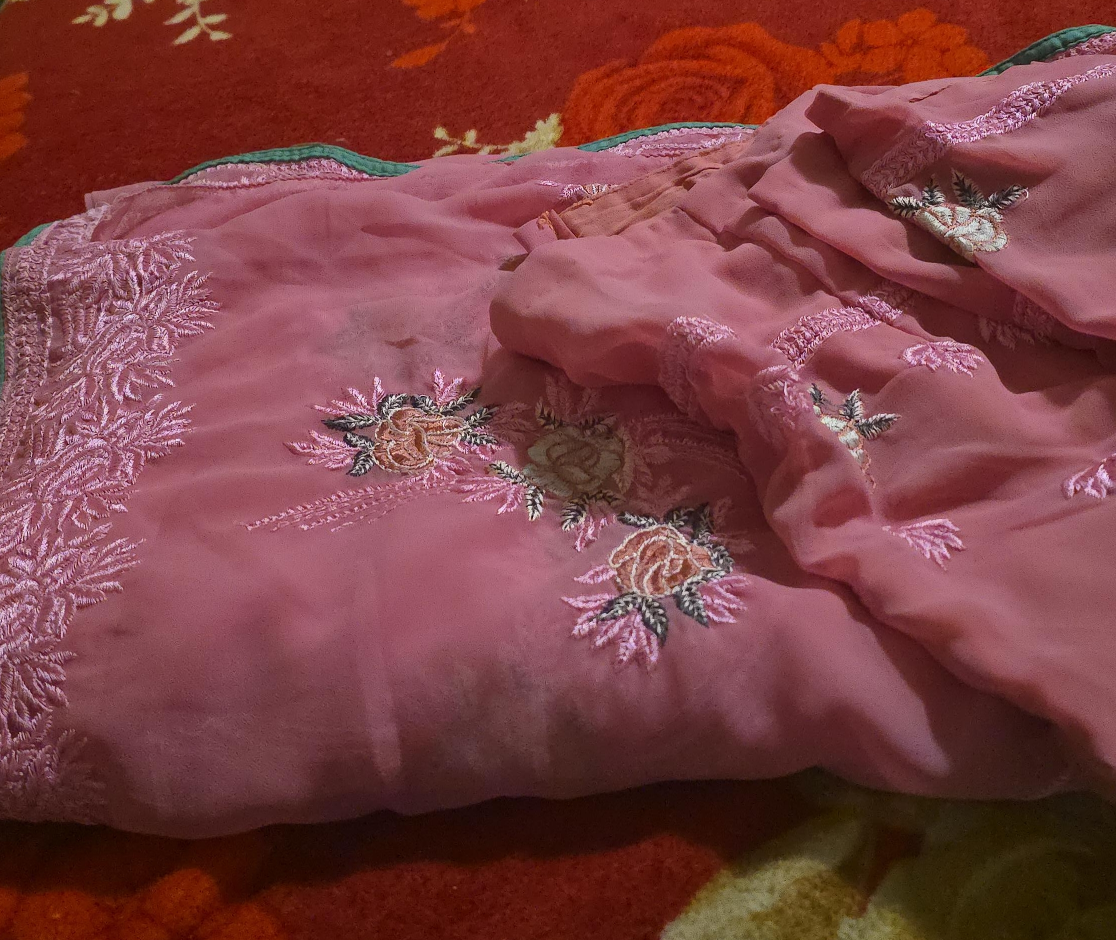 Pink Embroidered Saree