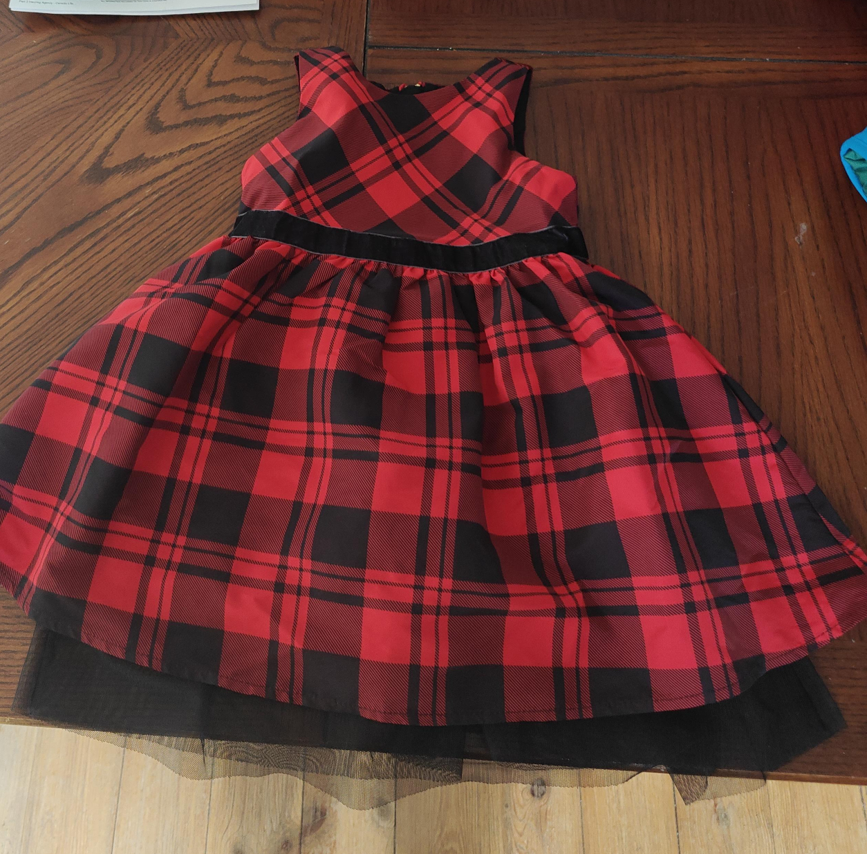 Red & Black Plaid Dress 3T