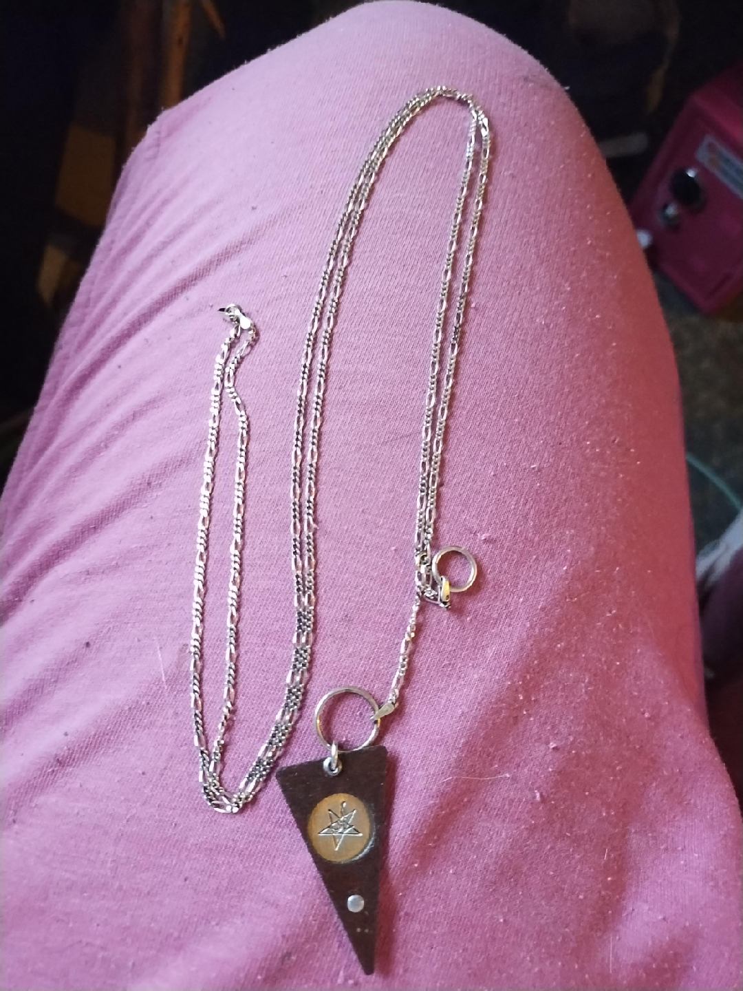 Silver Chain Necklace with Triangle Pendant