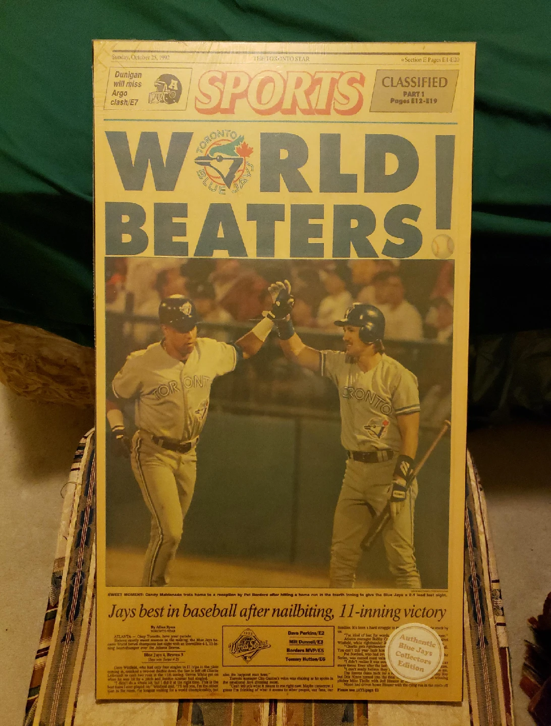 Toronto Star Sports - Blue Jays World Beaters Newspaper image indicator(1)