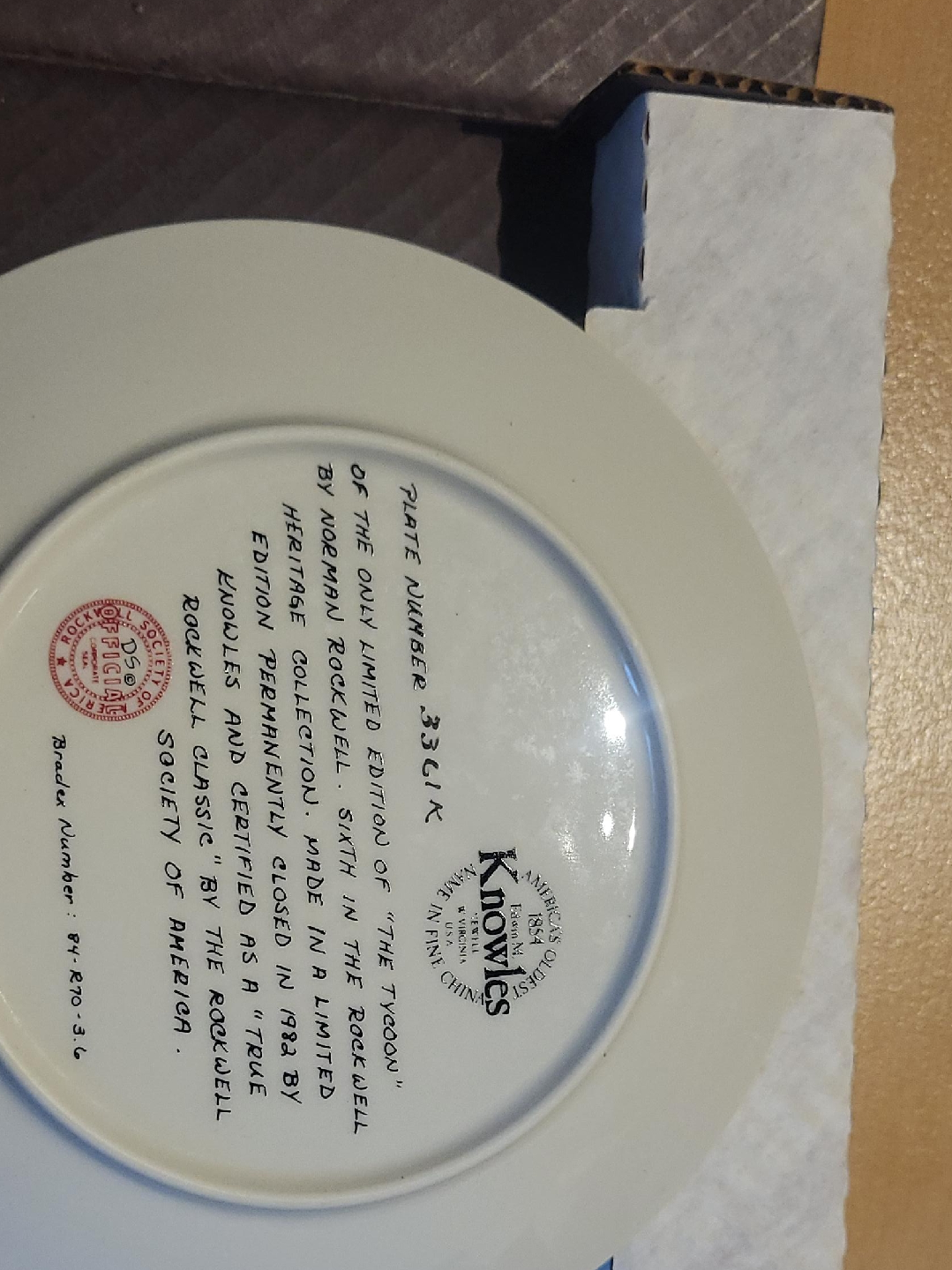 Knowles Norman Rockwell "The Tycoon" Plate image indicator(1)