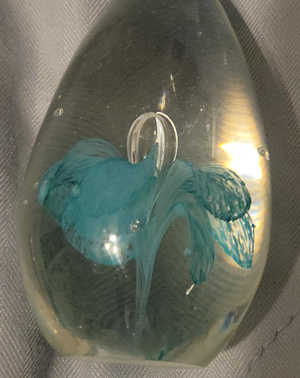 Glass Paperweight with Blue Flower thumbnail