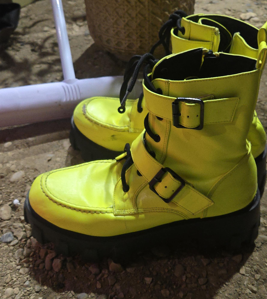 Yellow Ankle Boots with Buckles