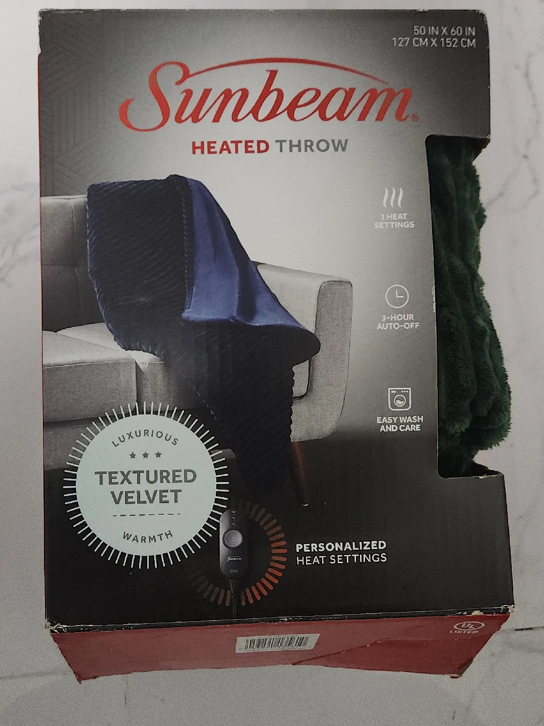 Sunbeam Heated Throw Velvet 50x60in