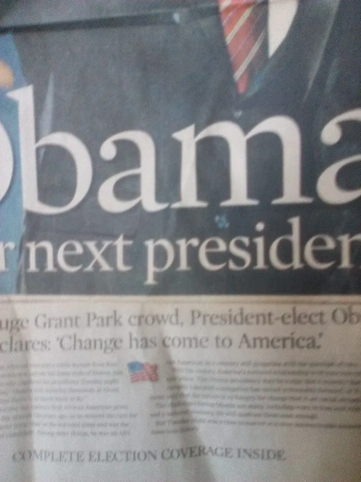 Obama 'Change has come to America' Newspaper