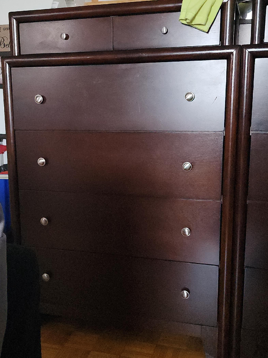Dark Brown Wooden Dresser with 6 Drawers