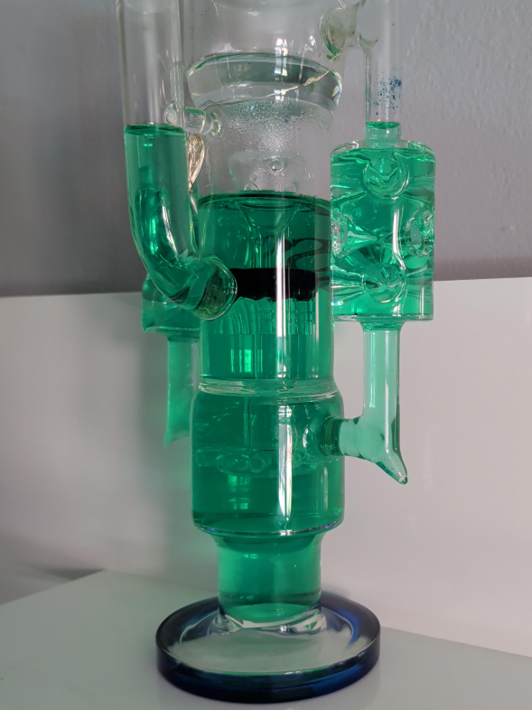 Green Glass Water Pipe with Dual Percs