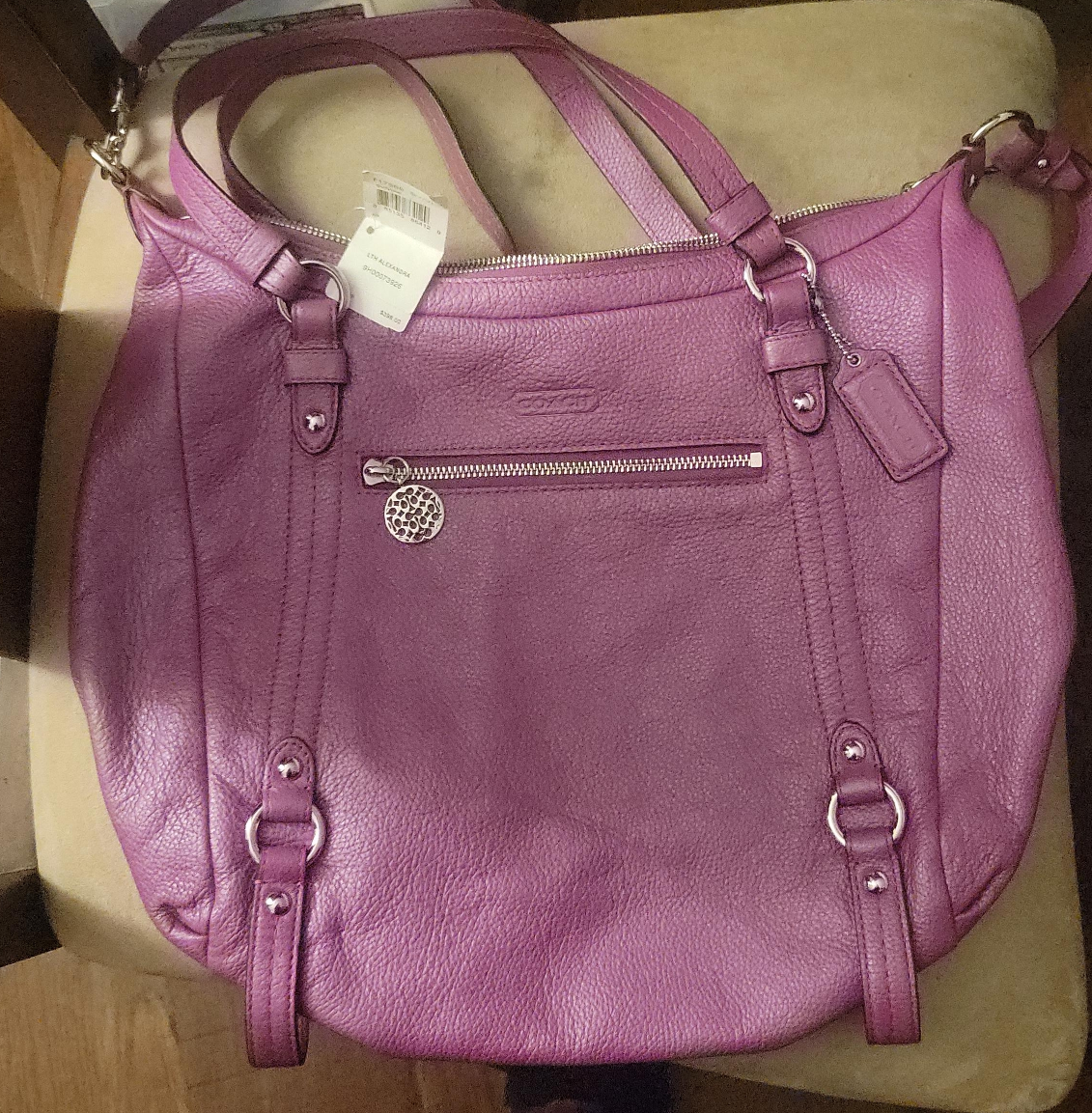 Coach LTH Alexandra Purple Leather Satchel thumbnail