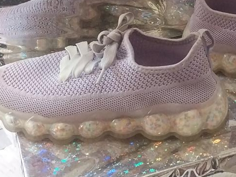 Purple Knit Sneakers with Bubble Sole