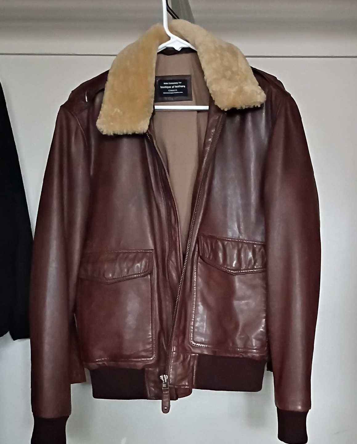 Boutique of Leathers Brown Leather Bomber Jacket thumbnail