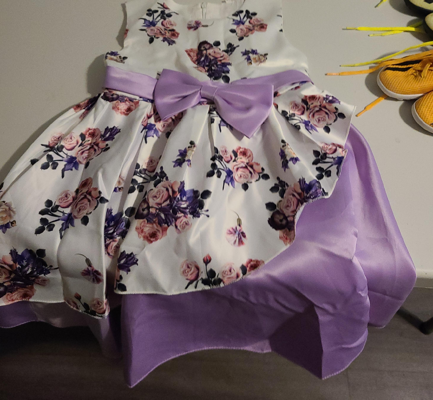 Floral Dress with Purple Bow thumbnail