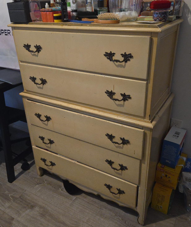 Vintage Beige Dresser with Drawers thumbnail