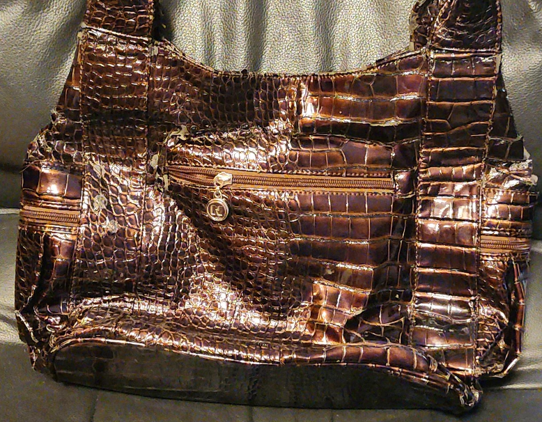 Brown Croc Embossed Handbag thumbnail