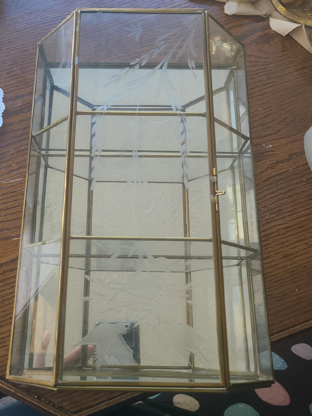 Vintage Glass & Brass Curio Cabinet thumbnail