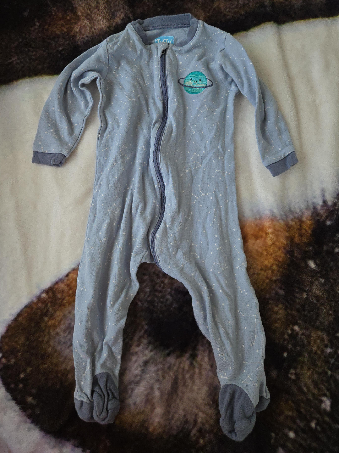 Tuffy Baby Blue Constellation Footed Pajamas thumbnail