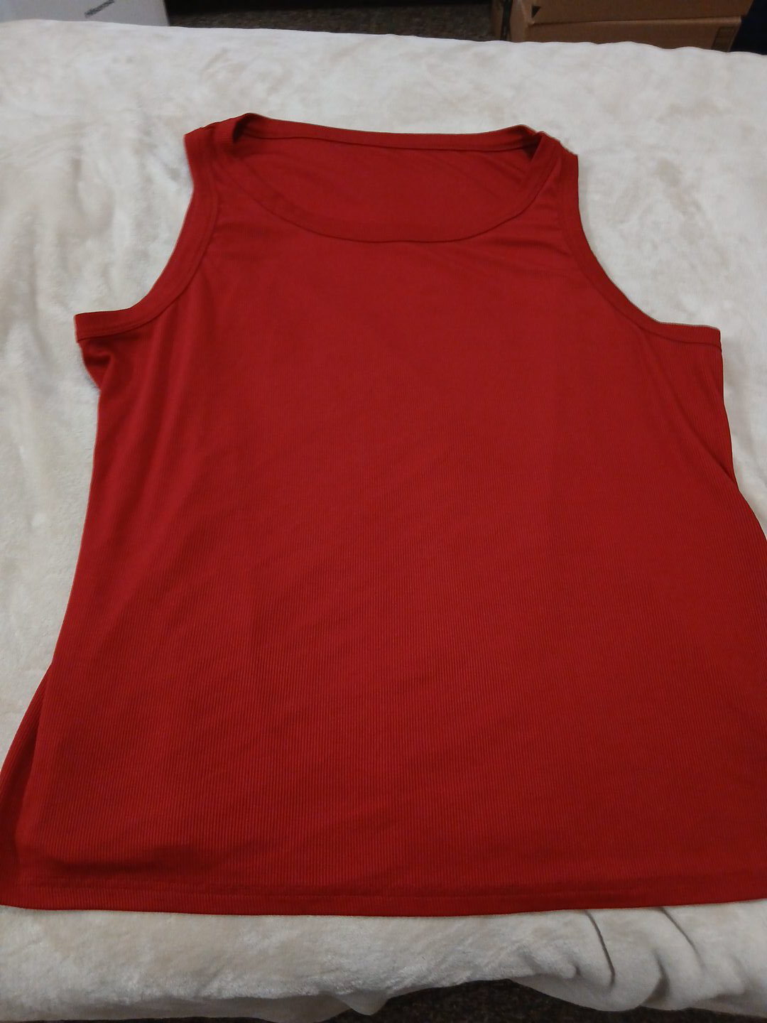 Red Ribbed Tank Top