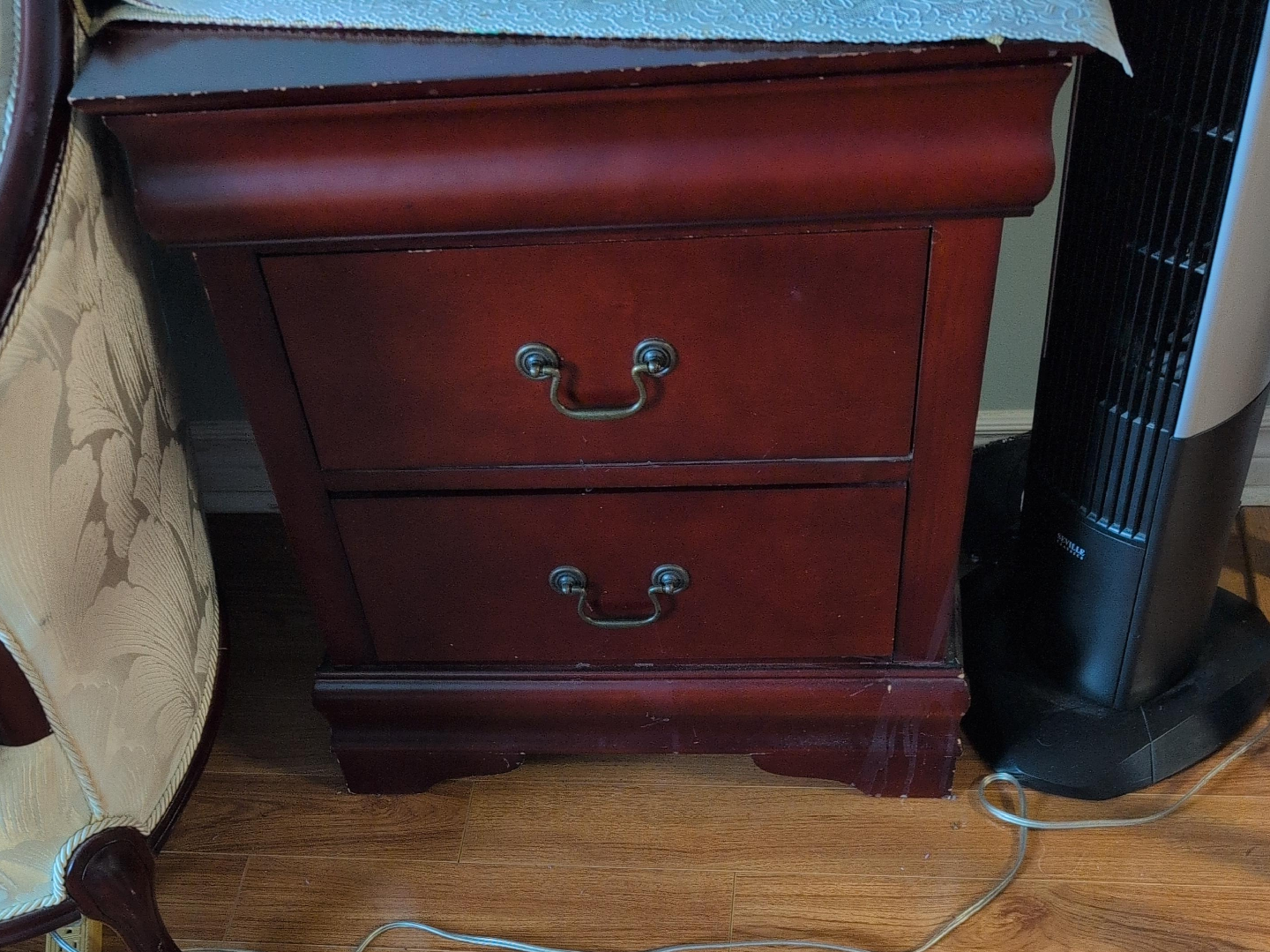 Burgundy 2-Drawer Nightstand thumbnail