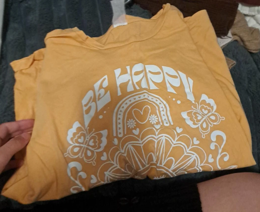 Yellow T-Shirt - "Be Happy" Design
