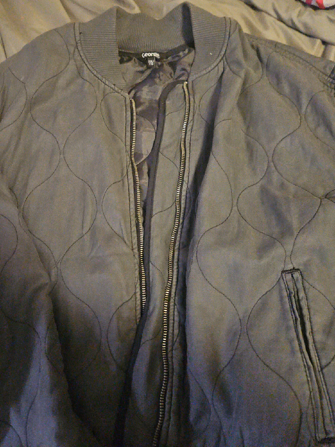 George XXL Quilted Bomber Jacket - Blue/Grey image indicator(2)