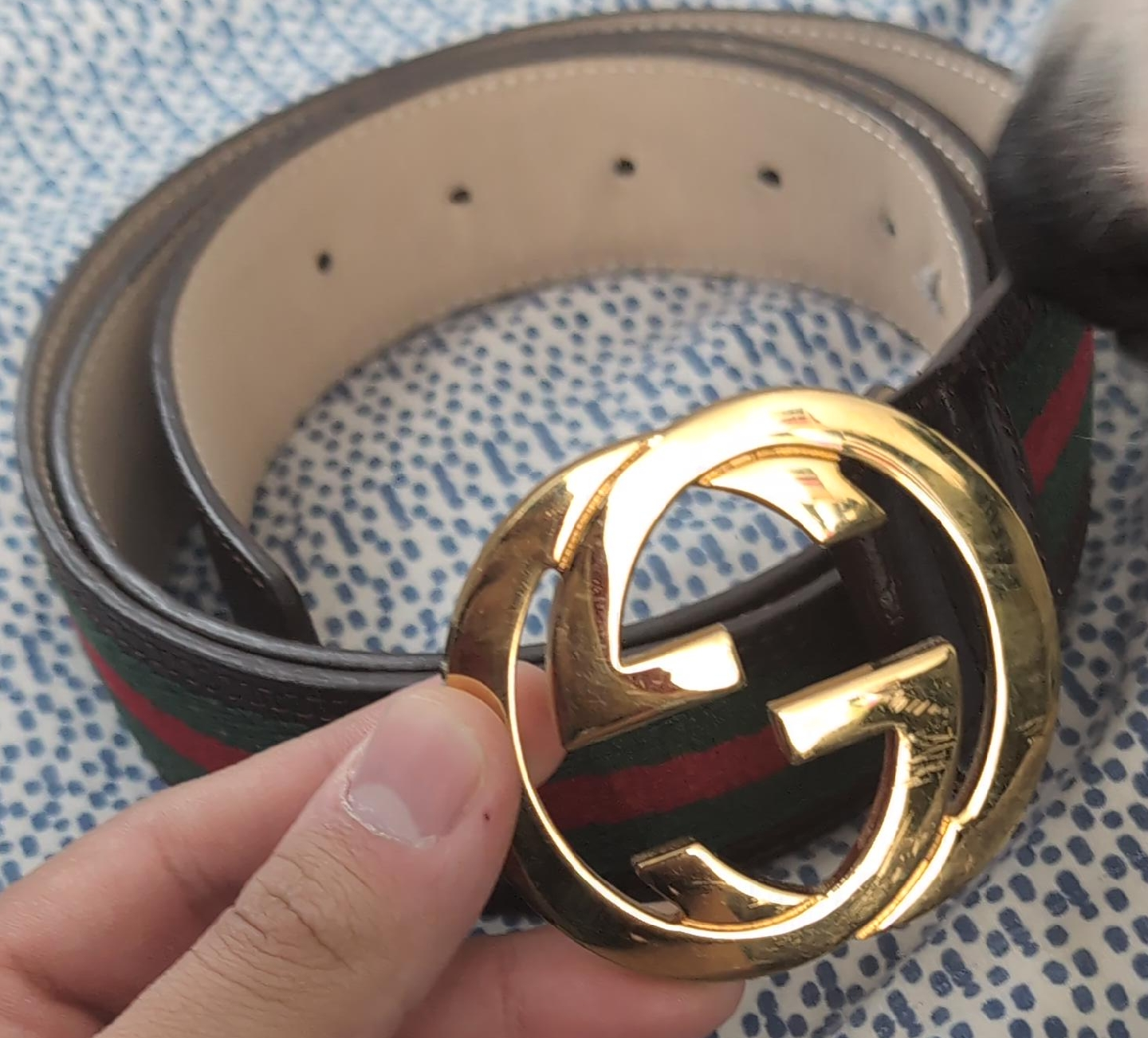 Gucci Belt with Green and Red Stripe thumbnail