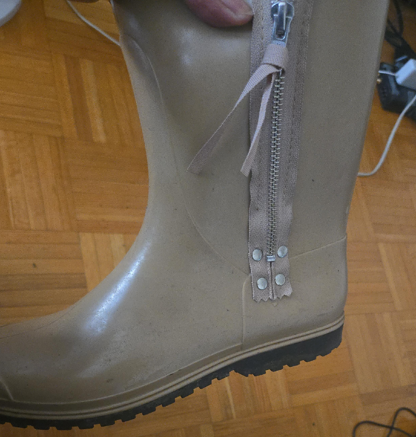 Beige Rain Boots with Zipper Detail image indicator(1)