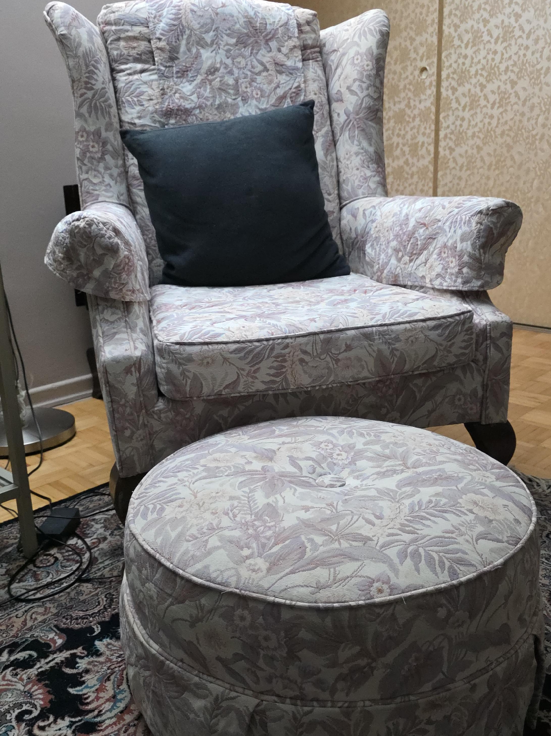 Wingback Armchair and Ottoman Set