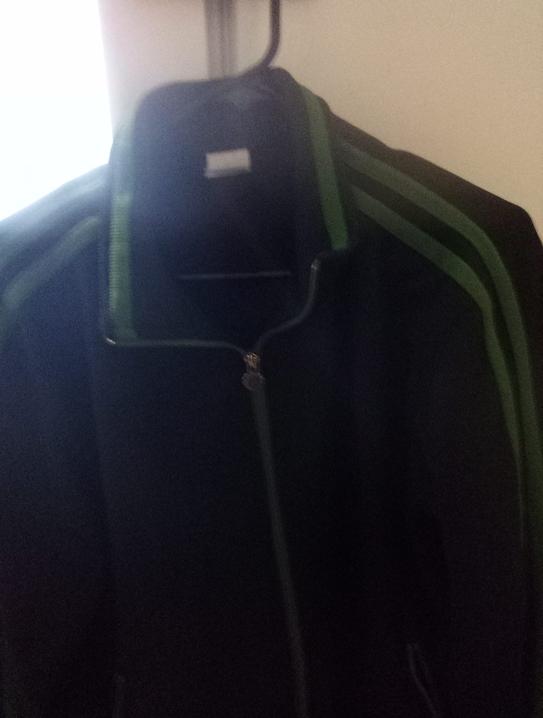 Black Track Jacket with Green Stripes