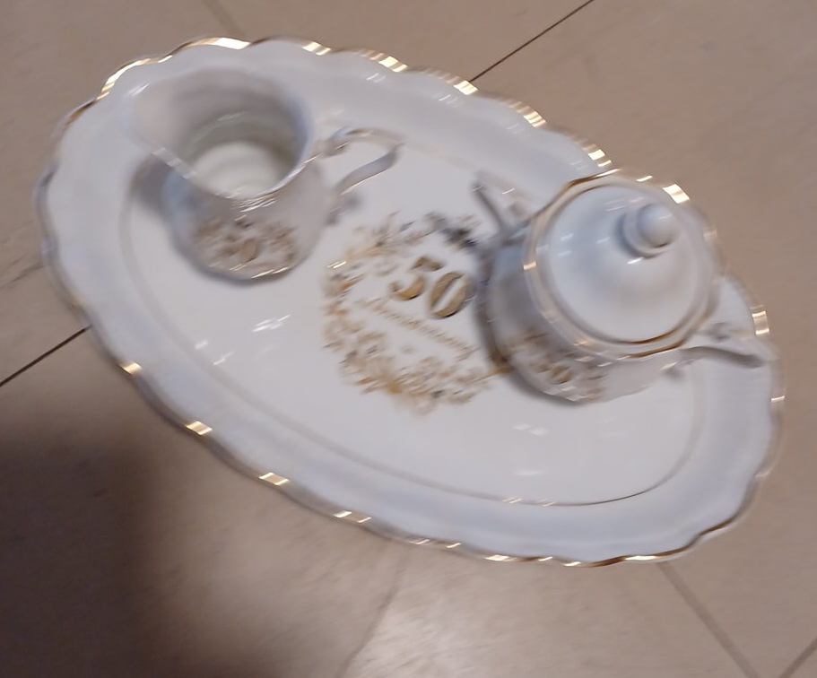 Vintage Cream and Sugar Set with Tray thumbnail