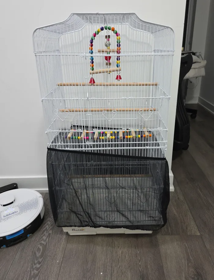 Bird Cage with toys inside - White