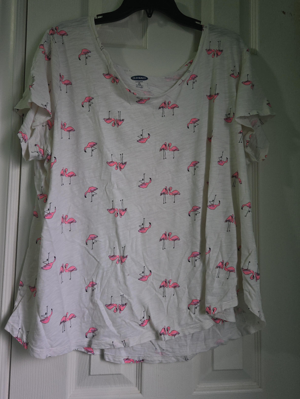 Old Navy White Flamingo Print Tee - Size 2X thumbnail