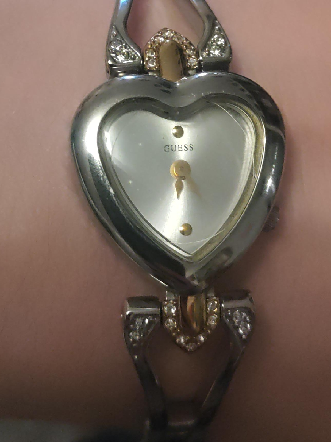 Guess Heart Shaped Watch with Rhinestones