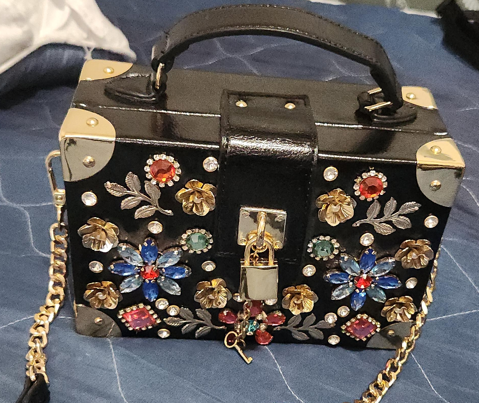 aldo Black Box Purse with Embellishments