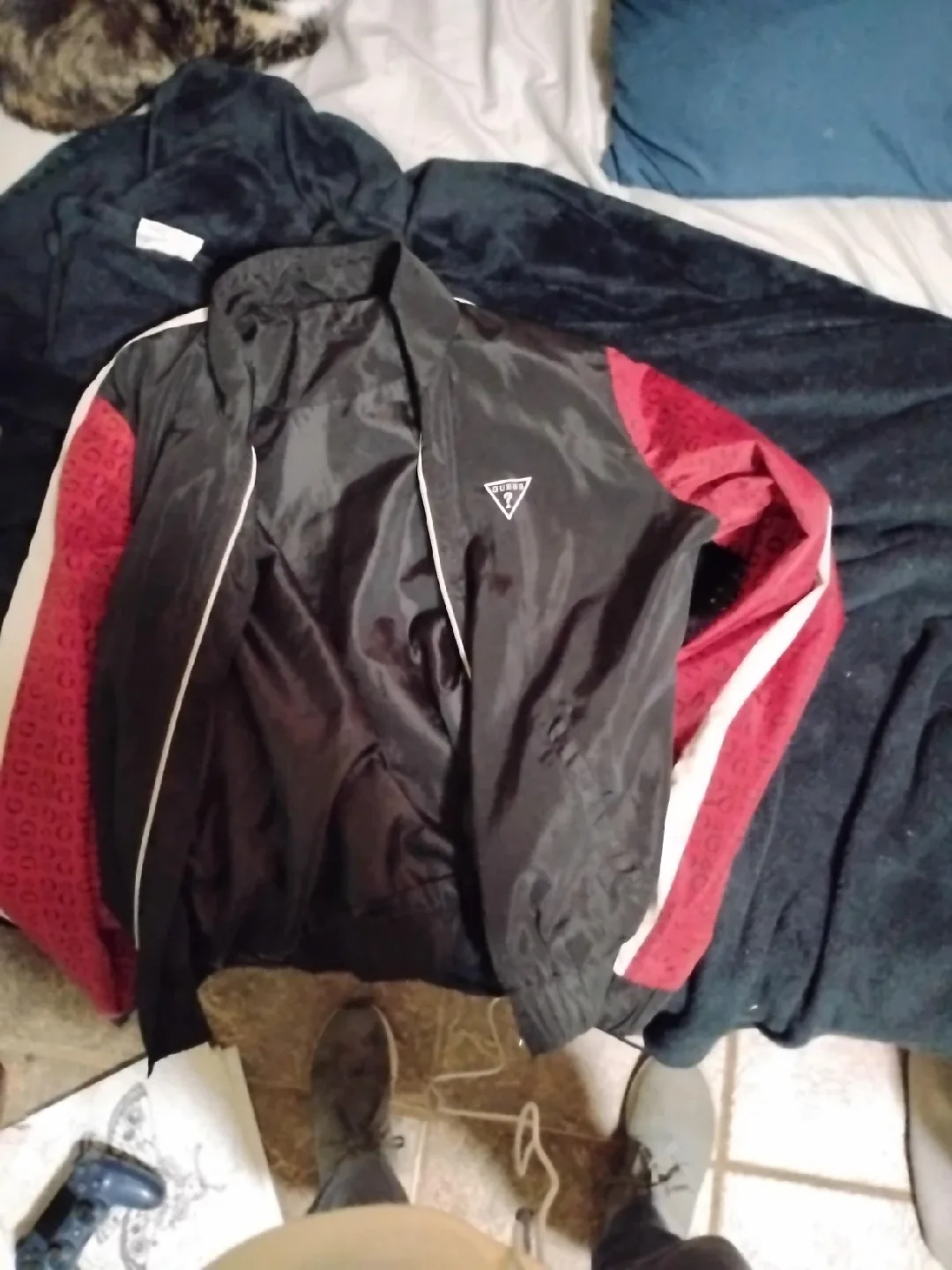 Guess Black & Red Windbreaker Jacket
