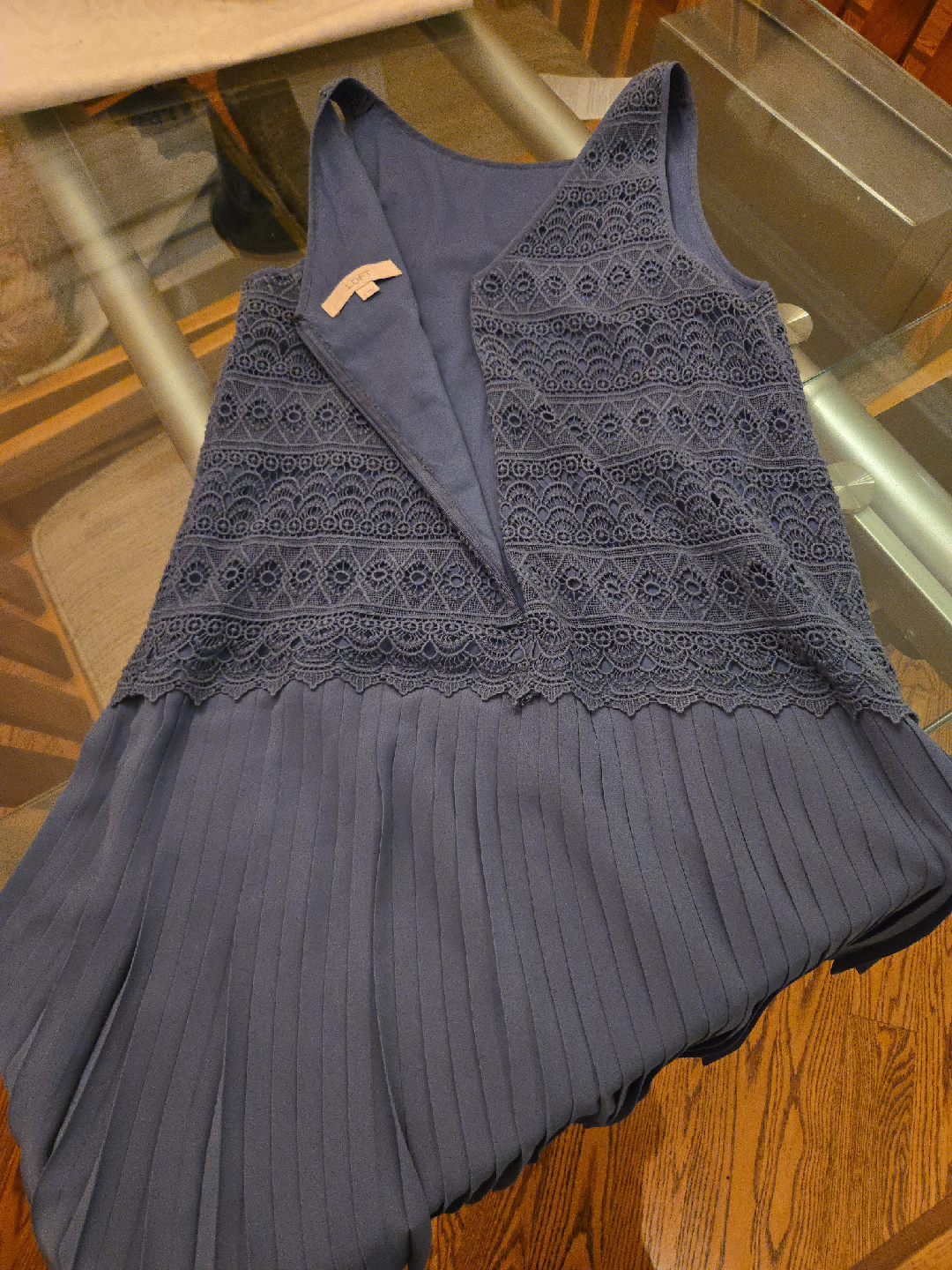 Loft Blue Pleated Dress - Size S