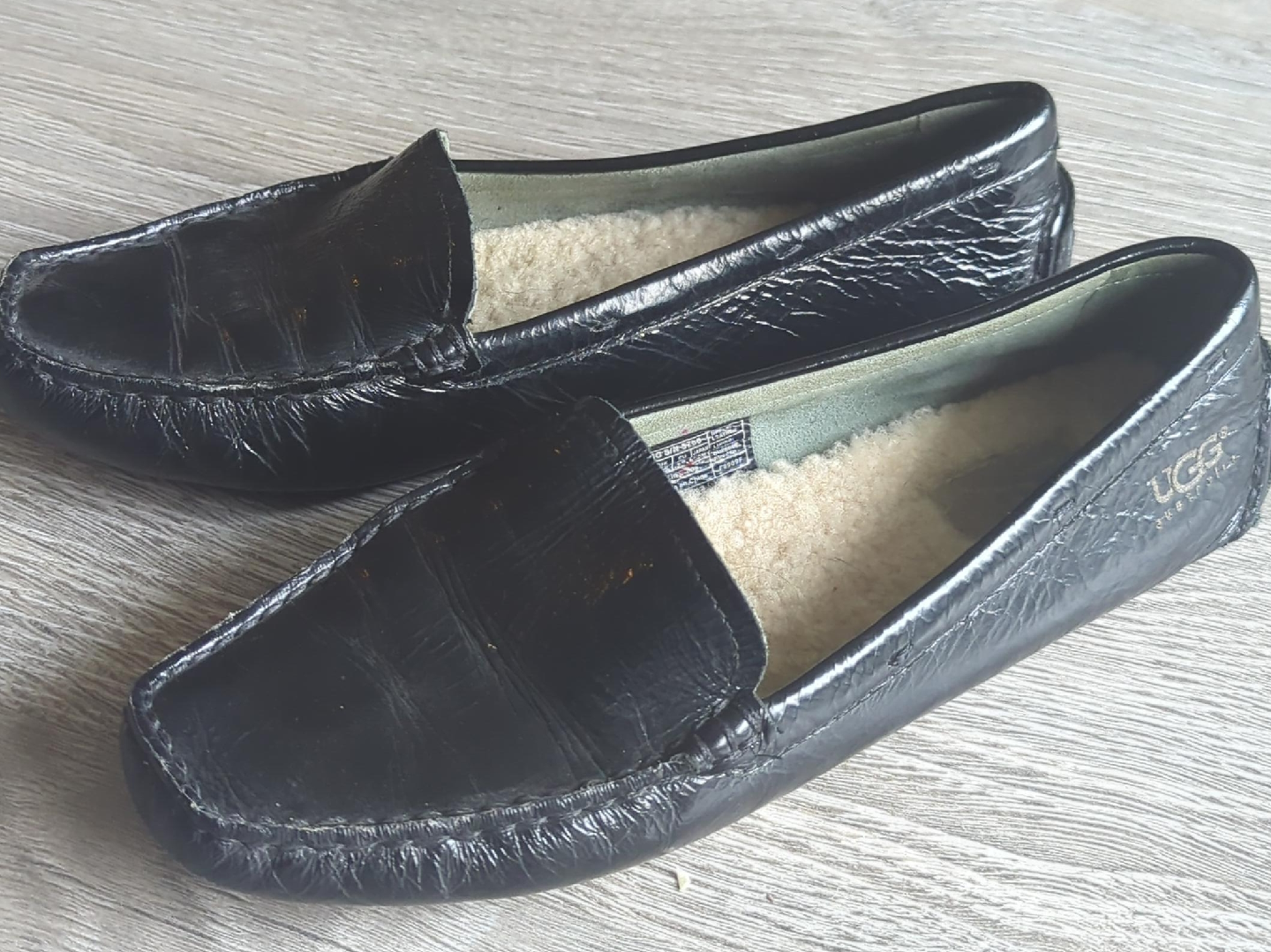 UGG Australia Black Patent Leather Loafers - Women's US 8