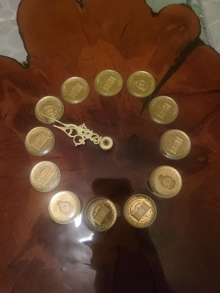 Handmade Wooden Coin Clock thumbnail