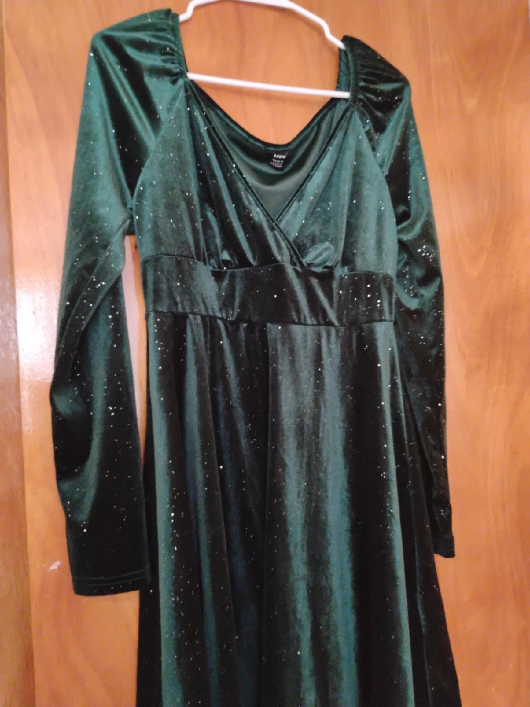 Shein Green Velvet Dress - Size Large thumbnail