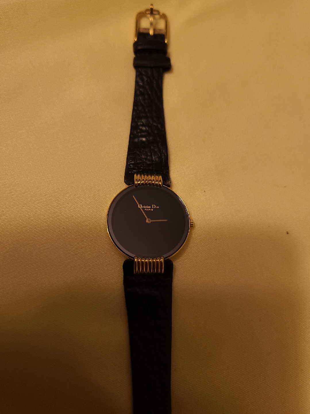 Christian Dior Paris Black Leather Band Watch