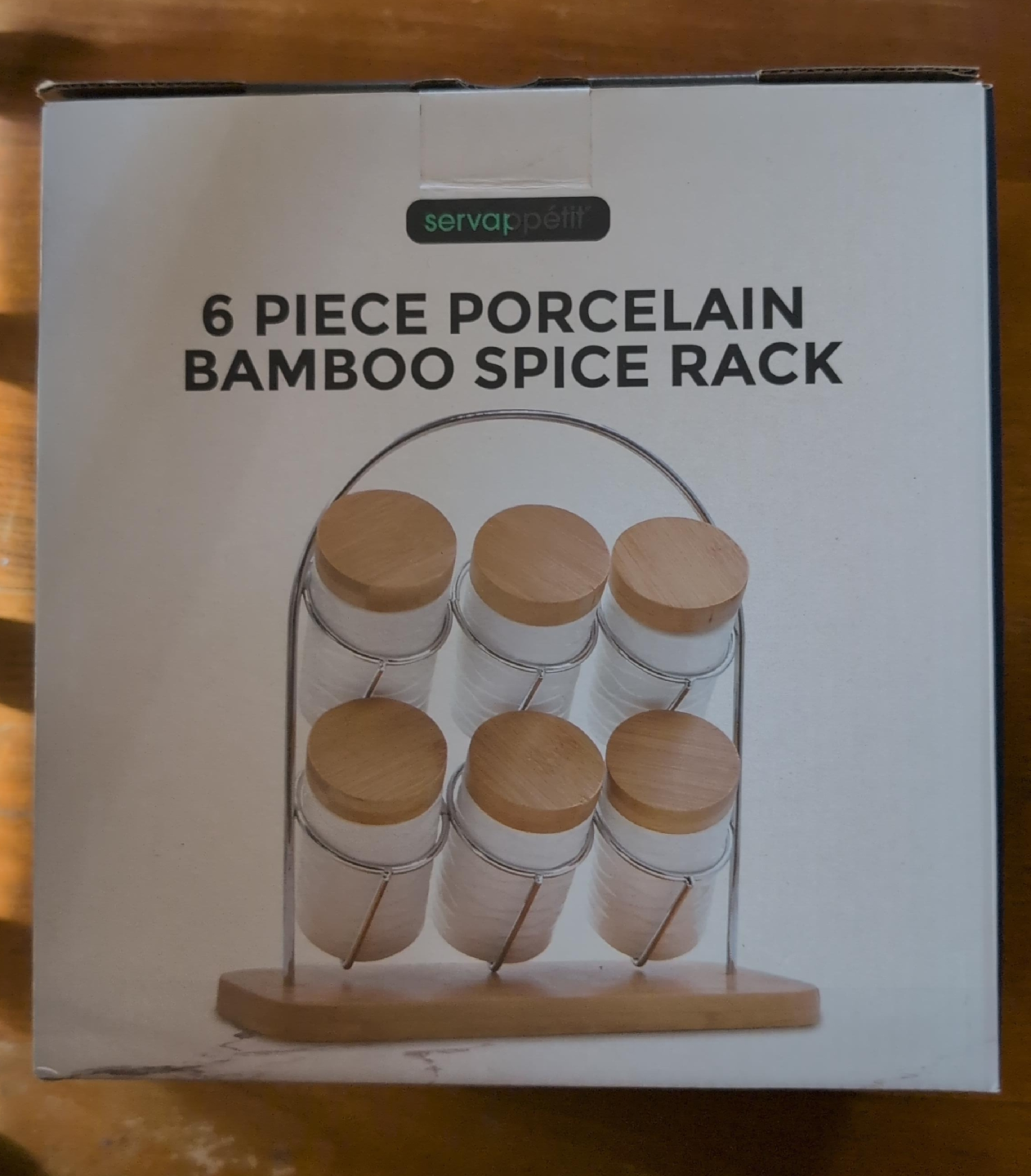 Servappetit 6 Piece Porcelain Bamboo Spice Rack - New thumbnail
