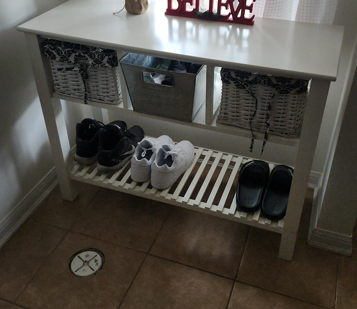 White Entryway Table with Storage thumbnail