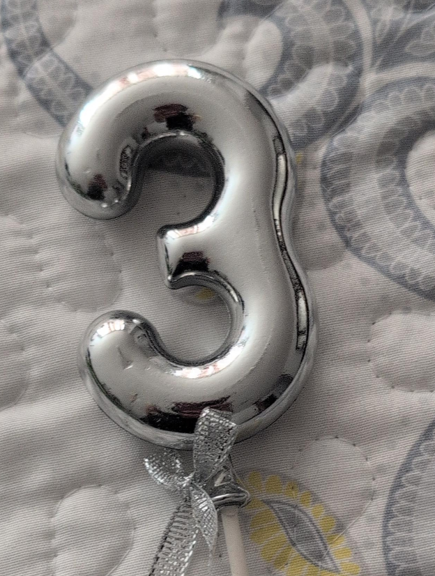 Silver Number 3 Cake Topper  🧡 thumbnail