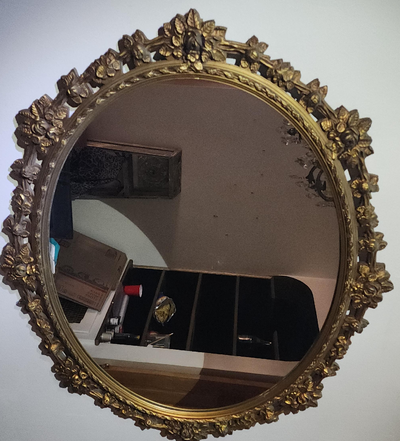 Vintage Gold Floral Oval Mirror thumbnail