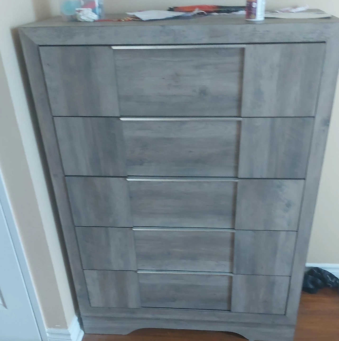 Grey Wooden 5-Drawer Dresser thumbnail