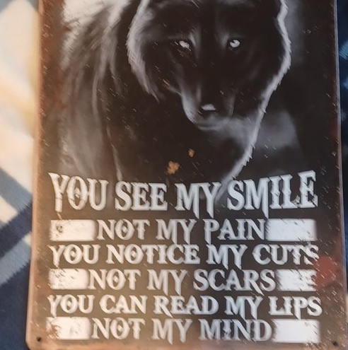 Wolf Art Sign - You See My Smile thumbnail