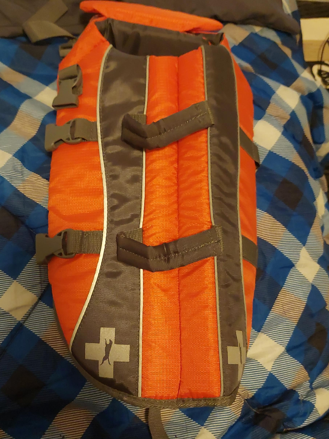 Dog Life Jacket - Orange/Grey thumbnail