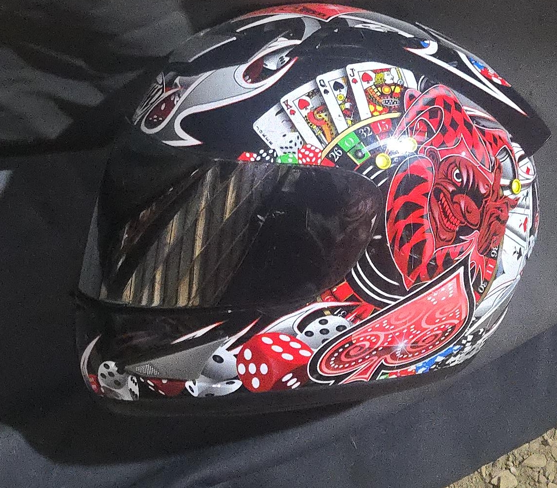 Motorcycle Helmet with Casino Design thumbnail