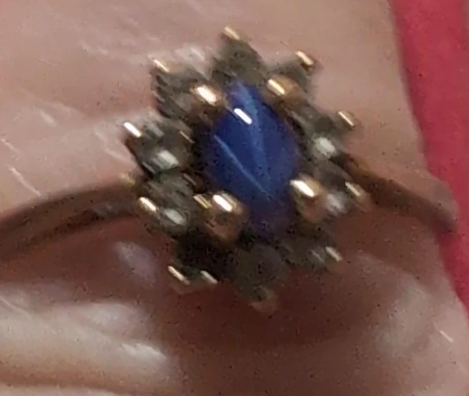 Blue Marquee Gemstone Ring with Halo Setting