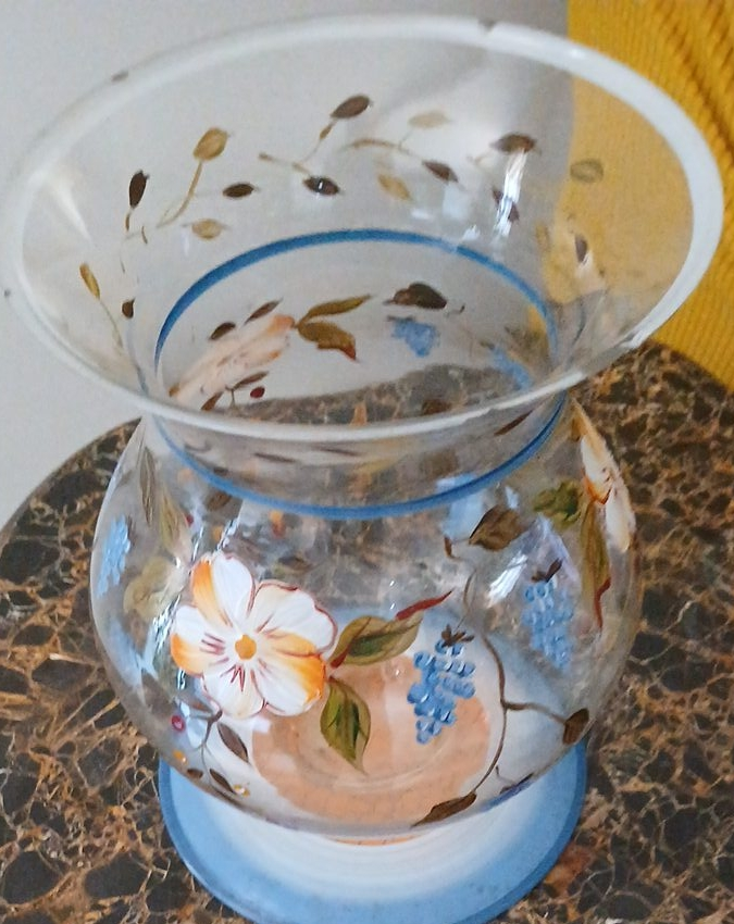 Hand Painted Floral Glass Vase thumbnail