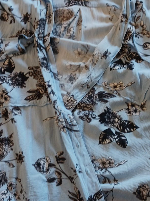 Floral Print Blouse - Light Blue xl thumbnail